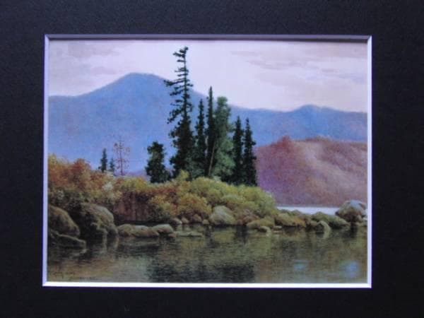 大下藤次郎、【檜原湖の秋】、希少な大判額装用画集より、美品、日本人画家