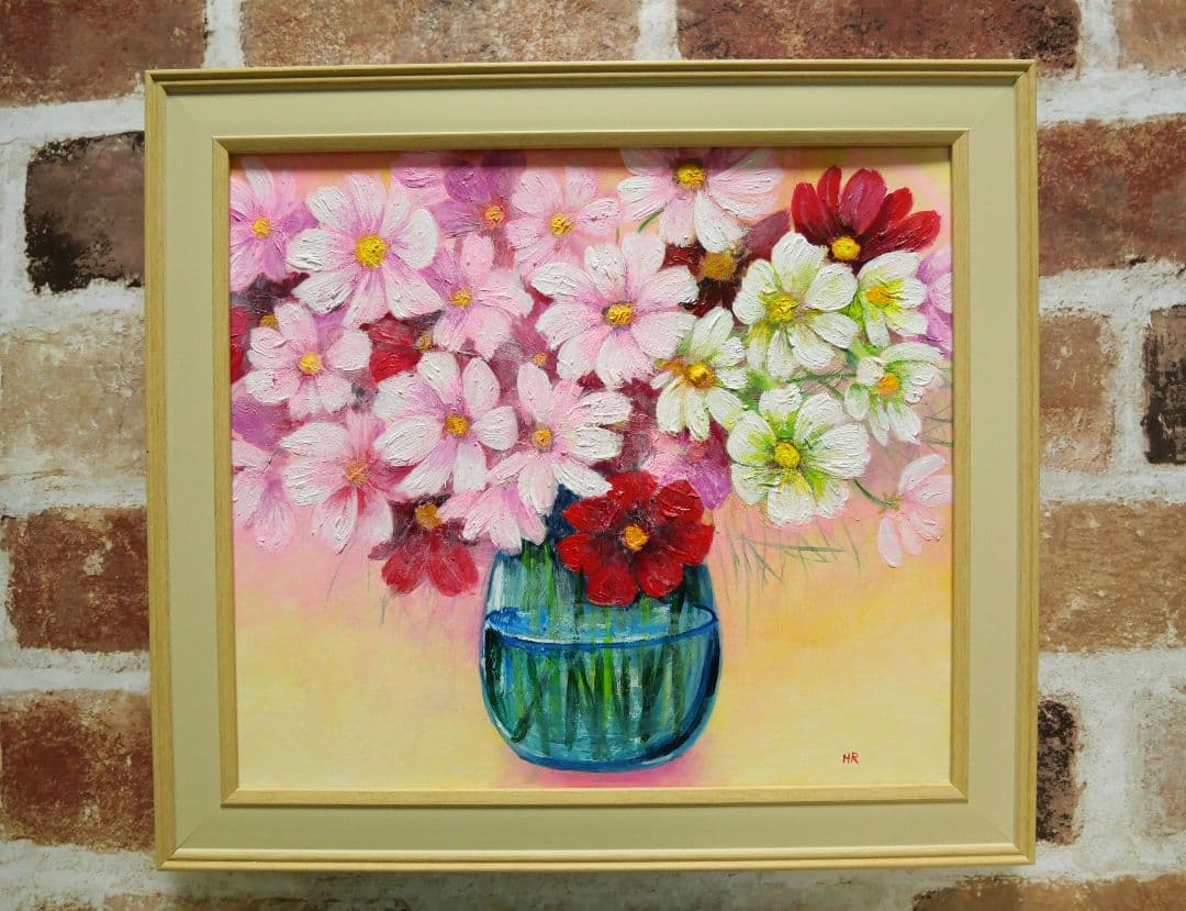 油絵 絵画 【秋桜】