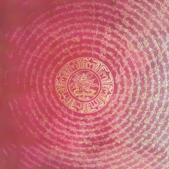 オンマニペメフム マントラ 曼荼羅 アンティーク大 ： タンカ 仏画