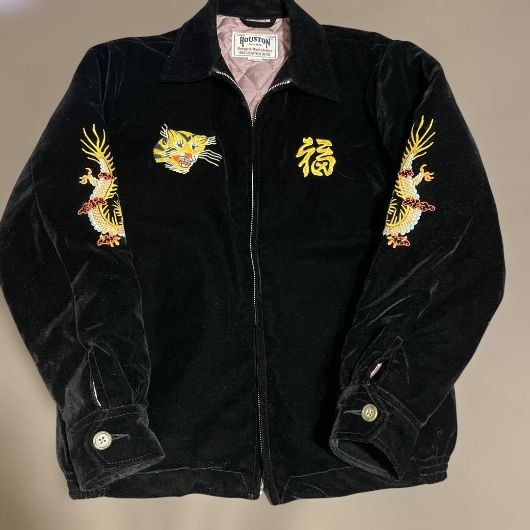 HOUSTON ベルベット ベトジャン M 黒