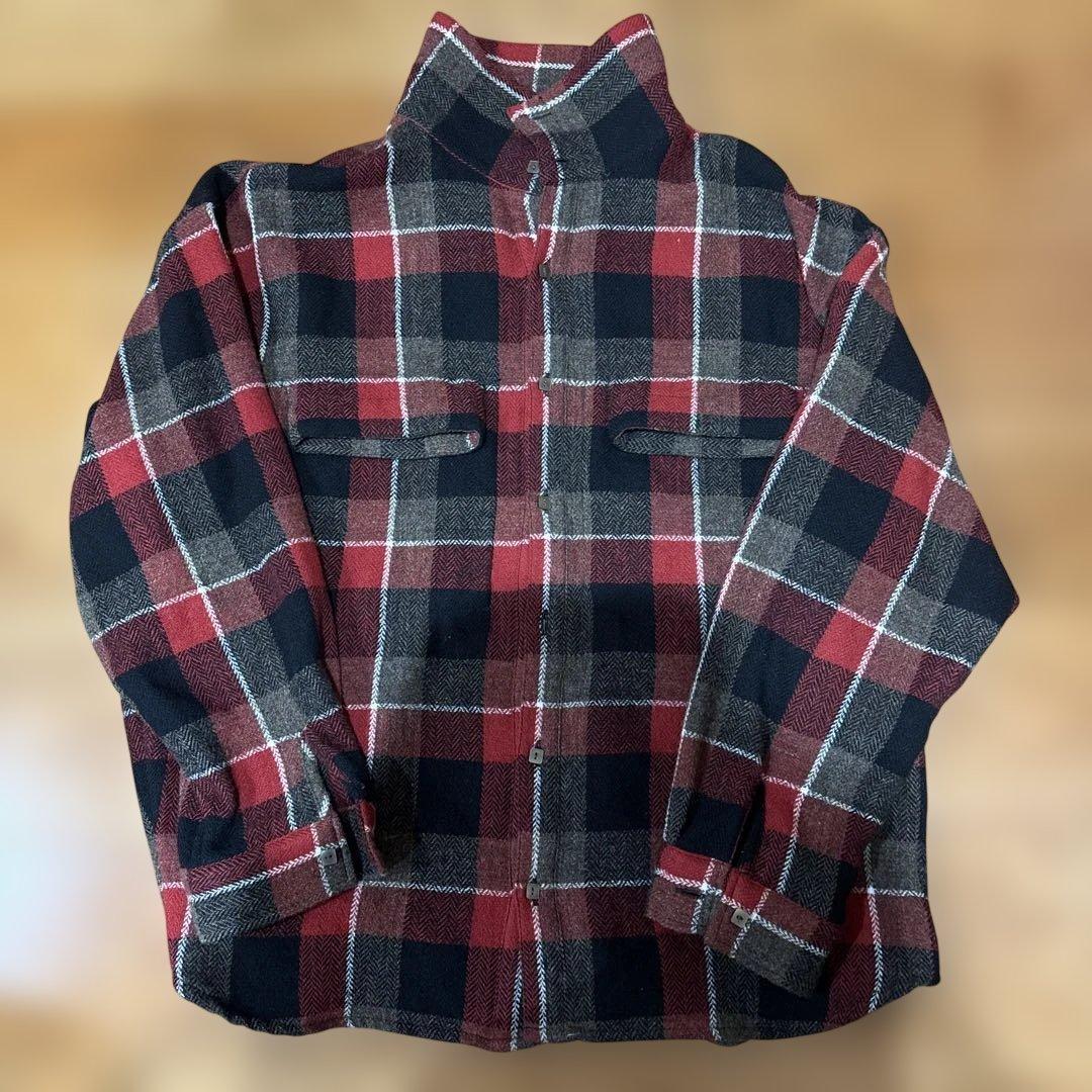 TENDERLOIN 19AW ハイネック ウール チェック シャツ M