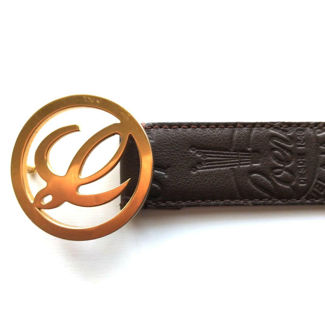 【希少】ロエベ LOEWE アナグラム 金ロゴバックル　ブラウンレザーベルト