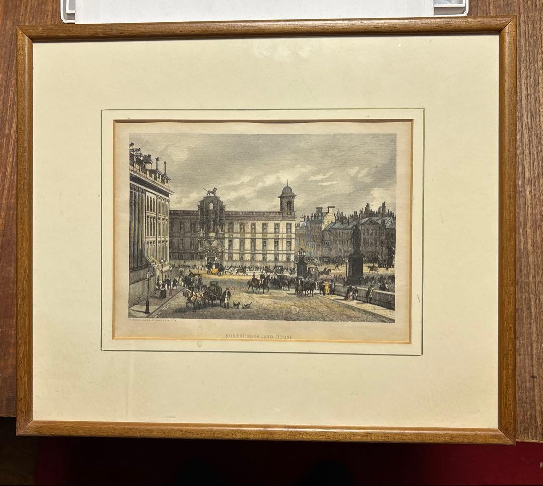 ロンドン ノーサンバーランド・ハウス1885年オリジナル手彩色鋼版画