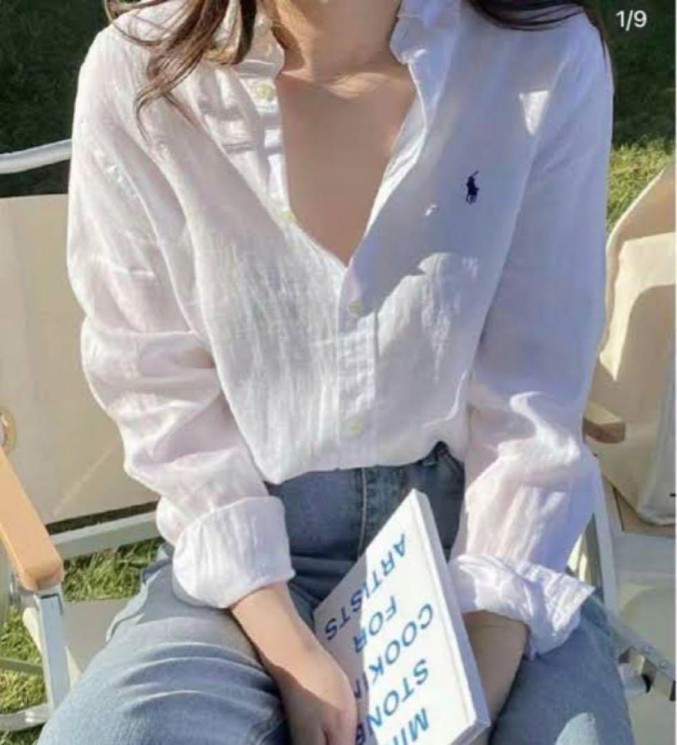 【極美品✨】ポロラルフローレン リネンシャツ 長袖 ホワイト S