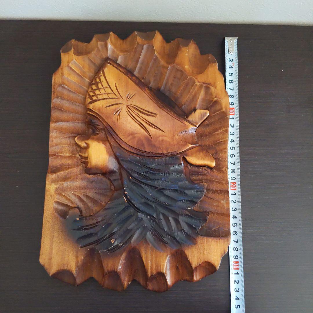 アイヌ民族 木彫り メノコ 壁掛け 少女 北海道 土産 アシリパ レトロ