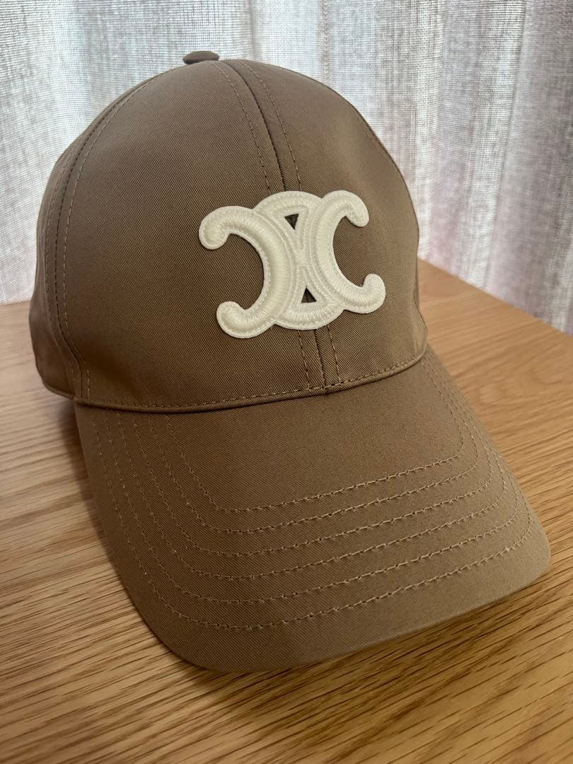 【美品】セリーヌ トリオンフ ベースボールキャップ グレージュ Lサイズ