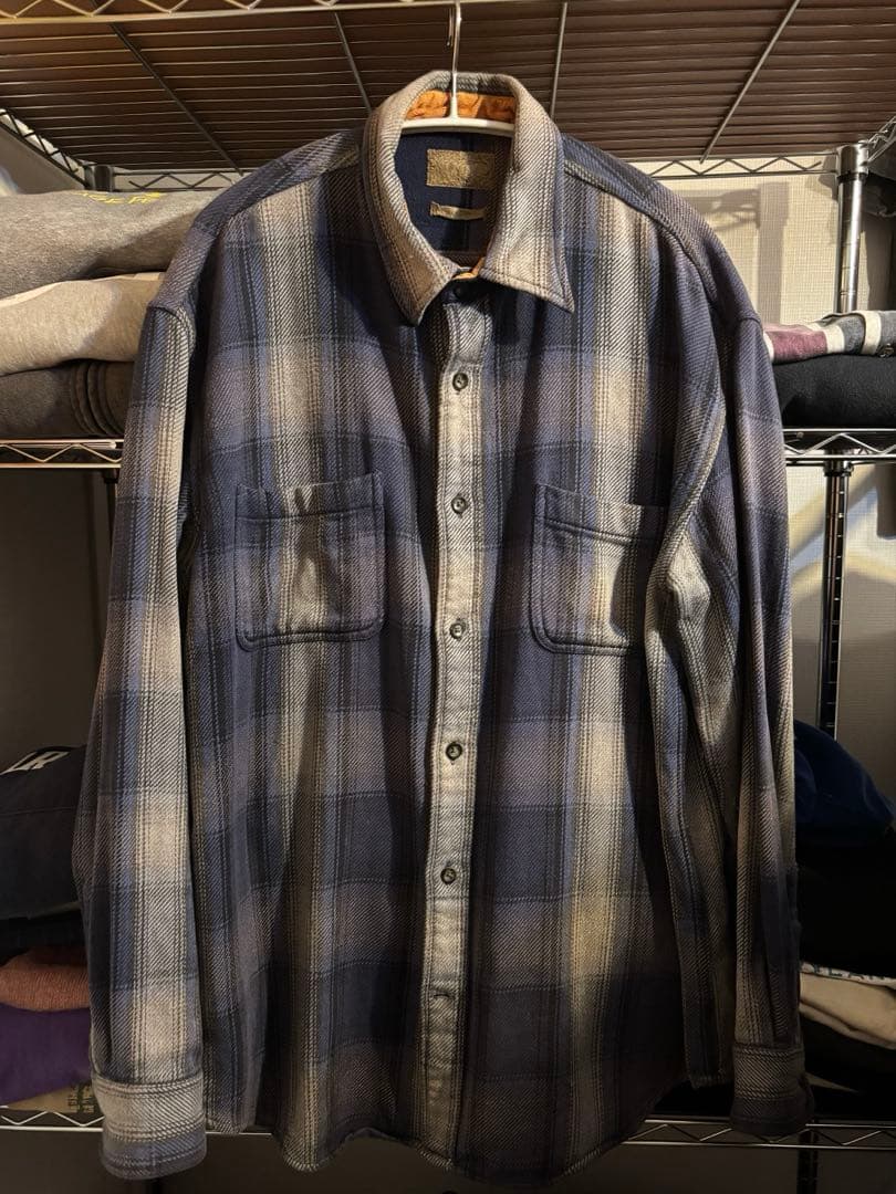 【90s】St.John's Bay オンブレチェック ネルシャツ ブルー