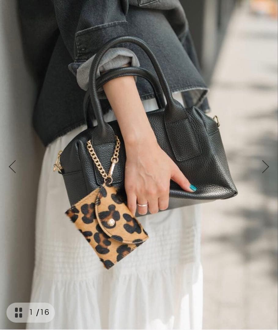 ミロス　ミニボストンバッグ・レオパードポーチ付き