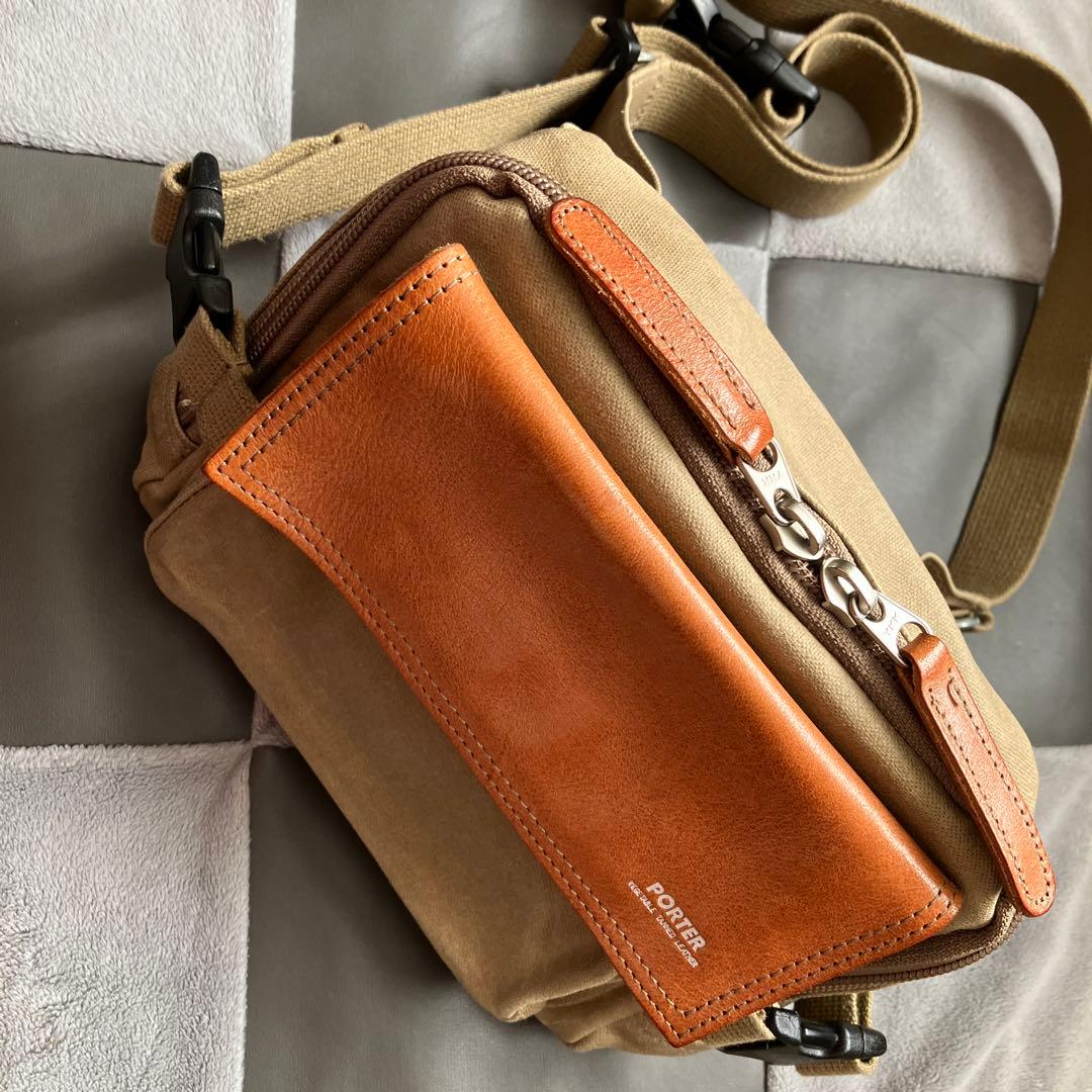 吉田カバン PORTER ボディバッグ ベージュ - メルカリ
