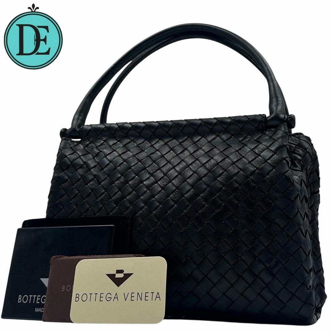 【良品】BOTTEGA VENETA ハンドバッグ イントレチャート レザー 黒