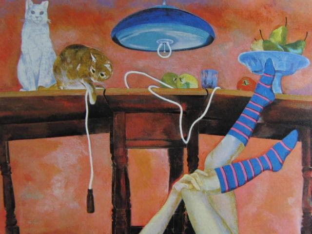 鬼頭敏郎、「日曜日」、希少な画集より、 新品高級額装付