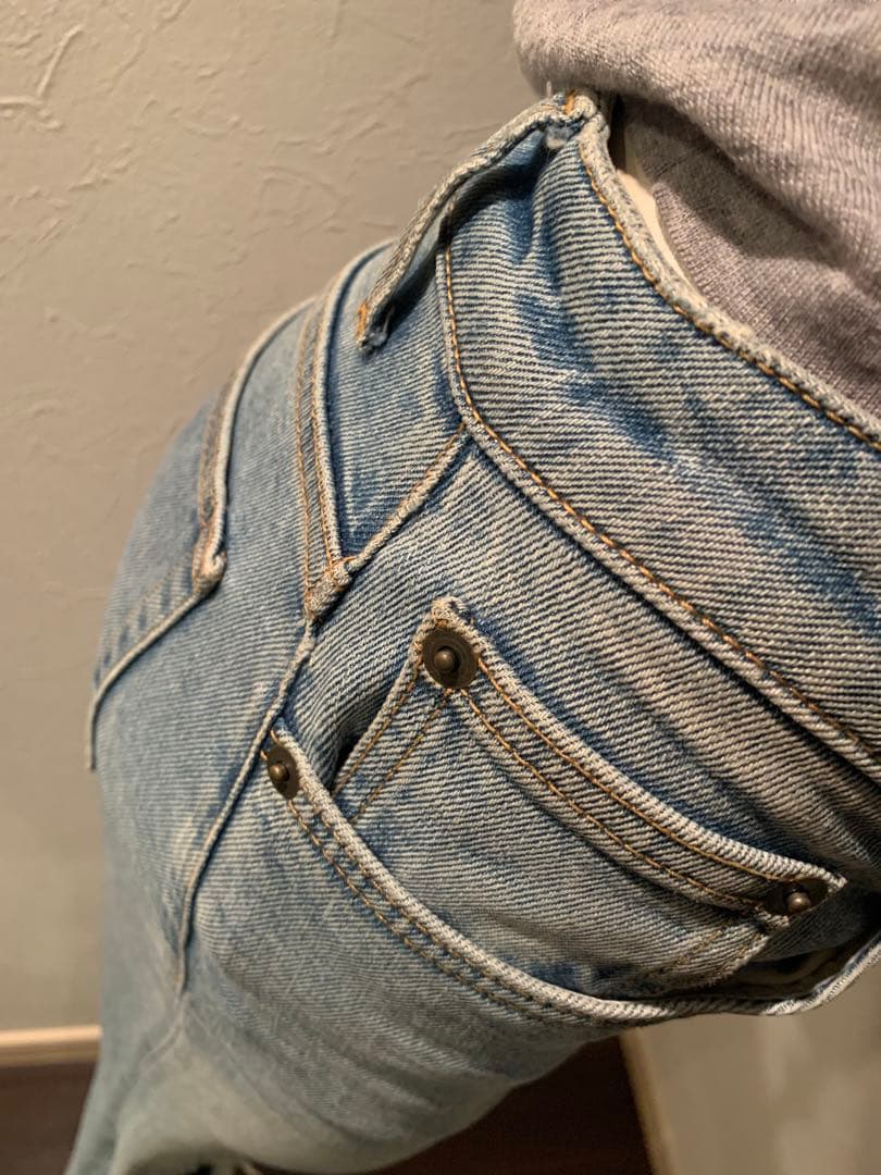 美品】yslライトブルースキニーデニム25インチクラッシュダメージサン