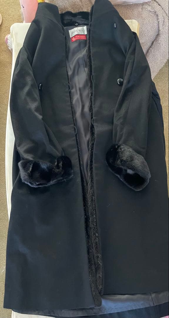 PIACENZA ピアチェンツァ カシミヤ100% コート ミンク 黒