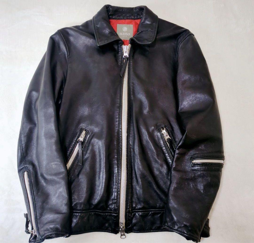 【美品】ナノユニバース ラムレザー シングルライダース S 黒