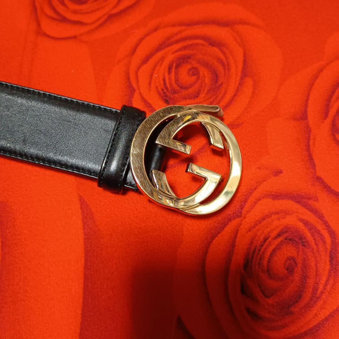 【大人気】　グッチ　ベルト　インターロッキングG ブラック