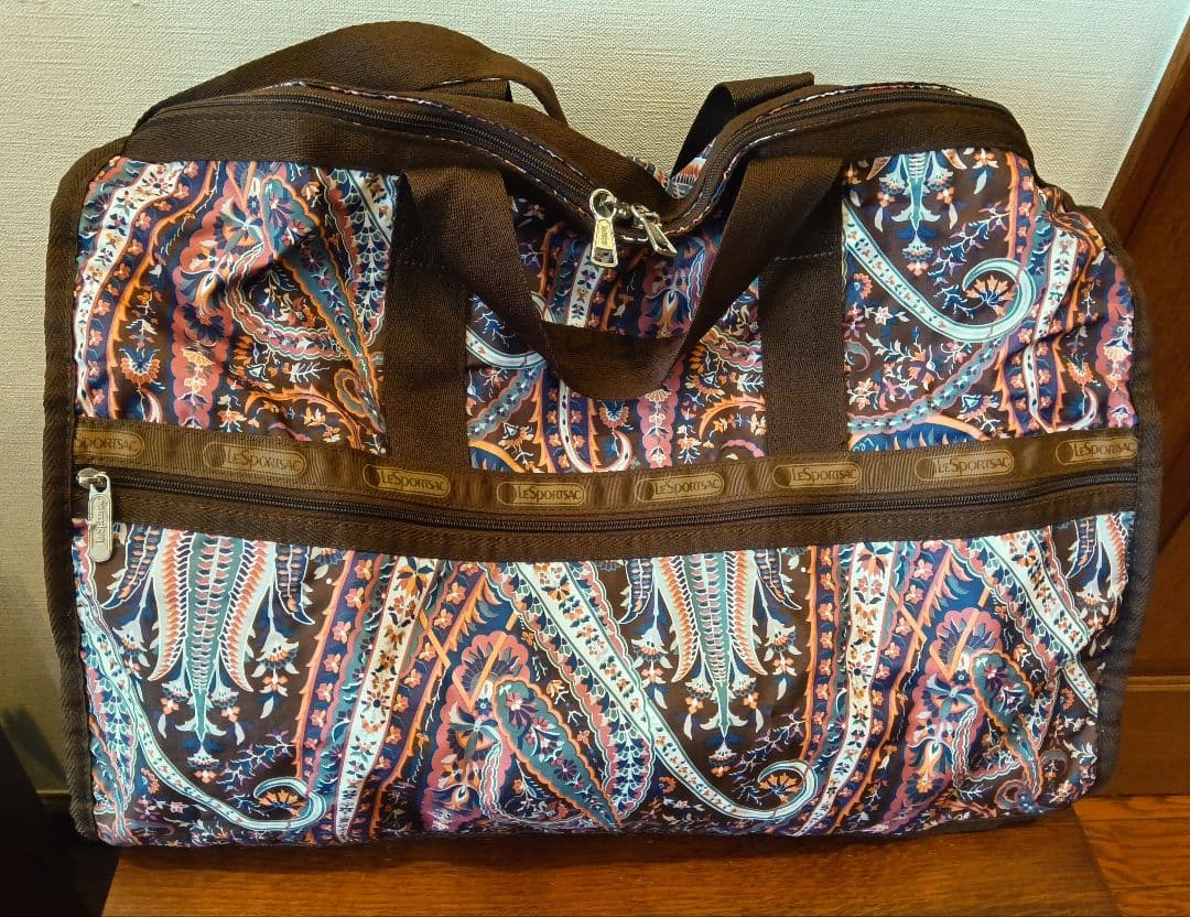 レスポートサック ボストンバッグ ブラウン系 ペイズリー 大きめ 大