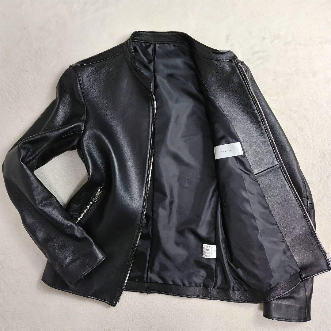 ✨極美品✨リドム シングルライダース ジャケット M ラムレザー 黒 本革 LIDnM リドム シングルライダースジャケット M 黒 羊革 ラムレザー