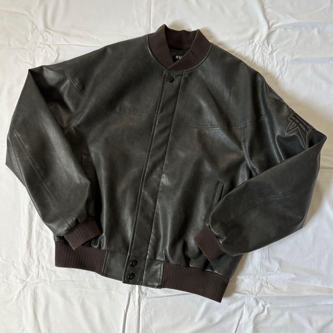 msr HUF 合成皮革 フルジップジャケット 黒