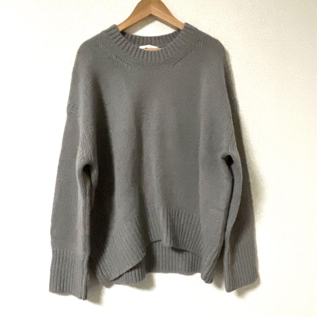 ギャルリーヴィー　ファインウールクルーネックニット　チャコールグレー　S