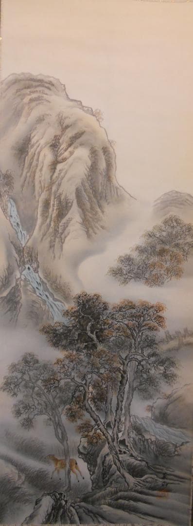 掛け軸 大野英山 秋渓 絹本 希少 軸装 茶道具 掛軸 美品 です。 道具 ] - 道具 小林渓月筆 秋景山水 肉筆絹本掛軸（共箱） | ネット