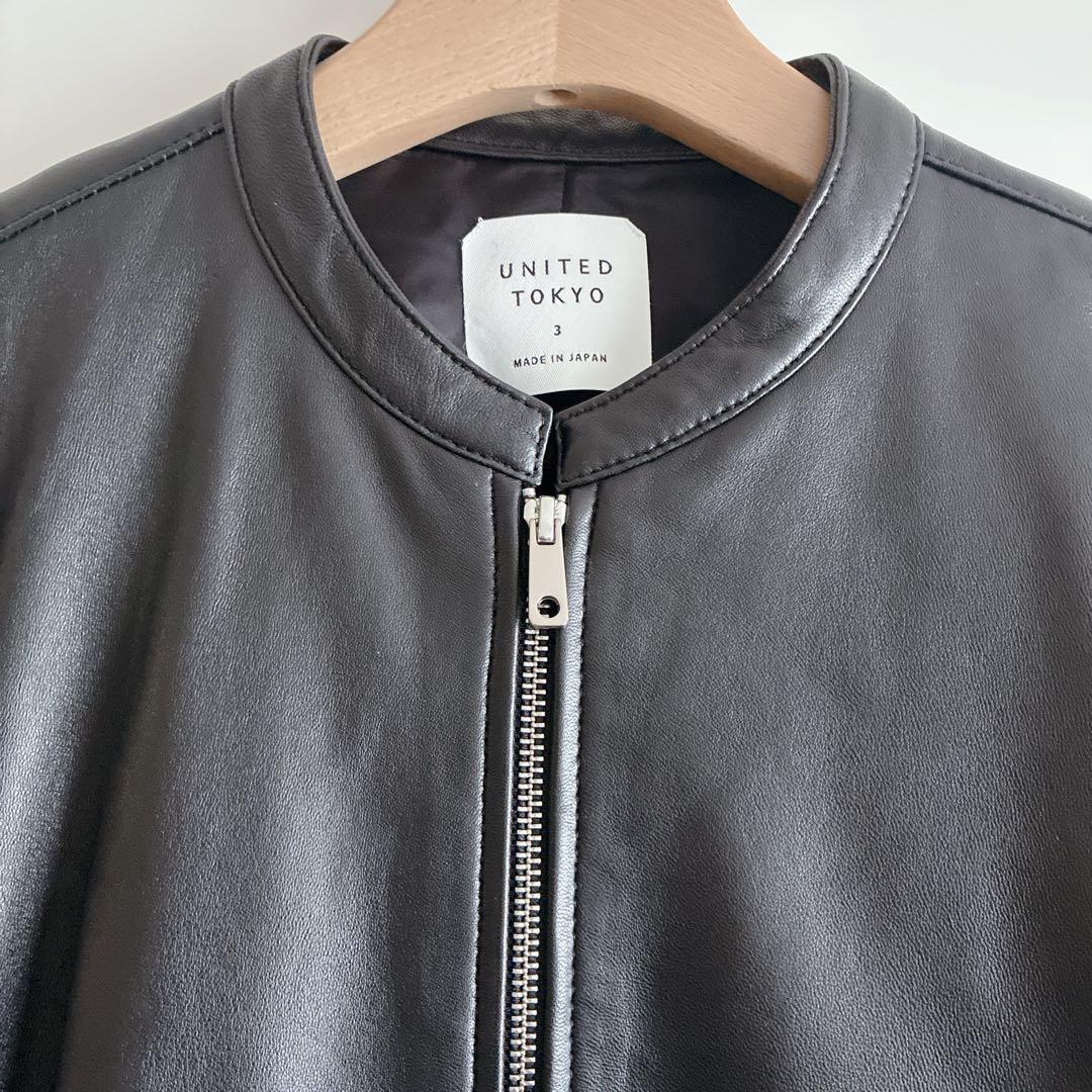 美品 ユナイテッドトウキョウ シングル ライダース ラムレザー L