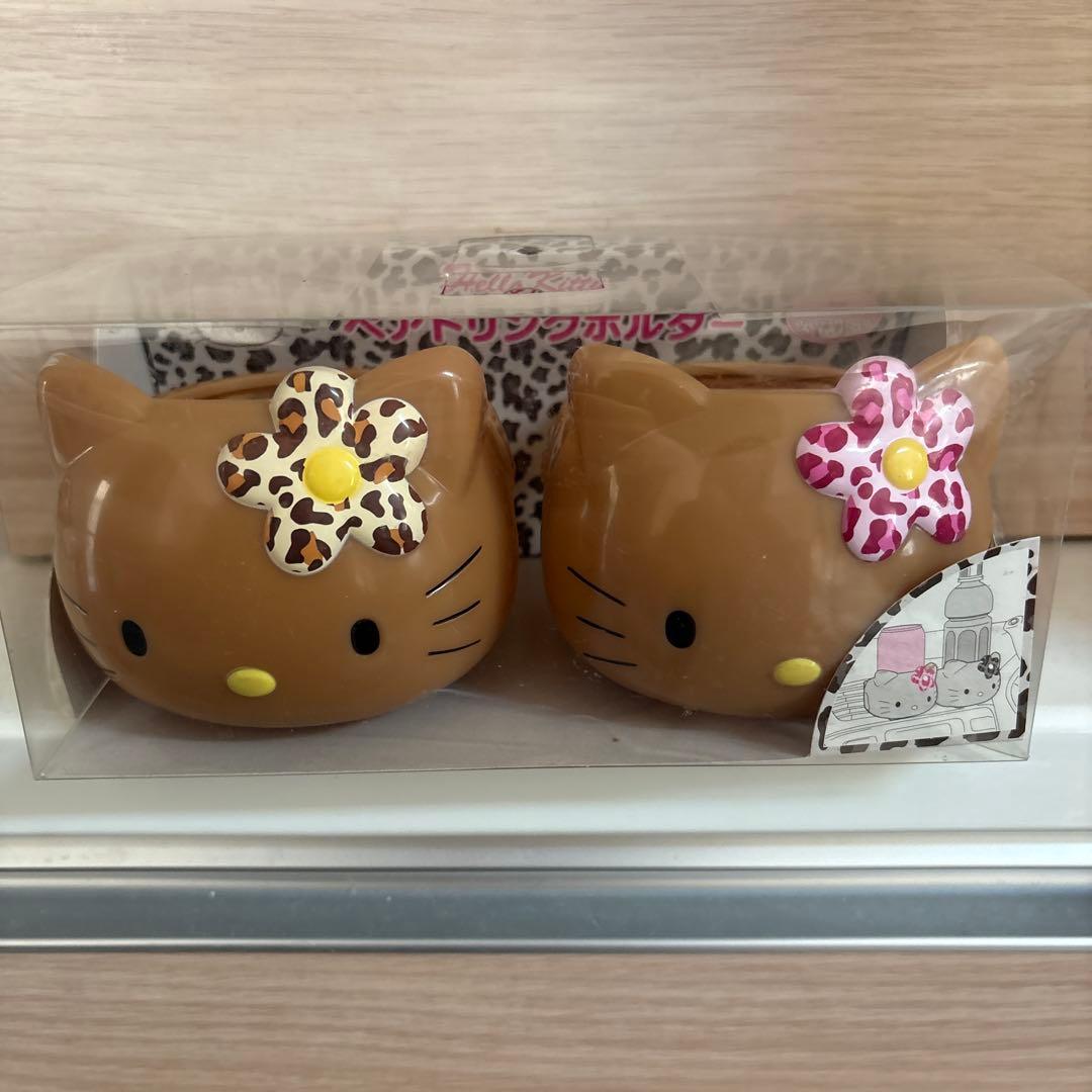 【新品】激レア　ハローキティ　日焼け　ヒョウ柄　ドリンクホルダー　レトロ　希少