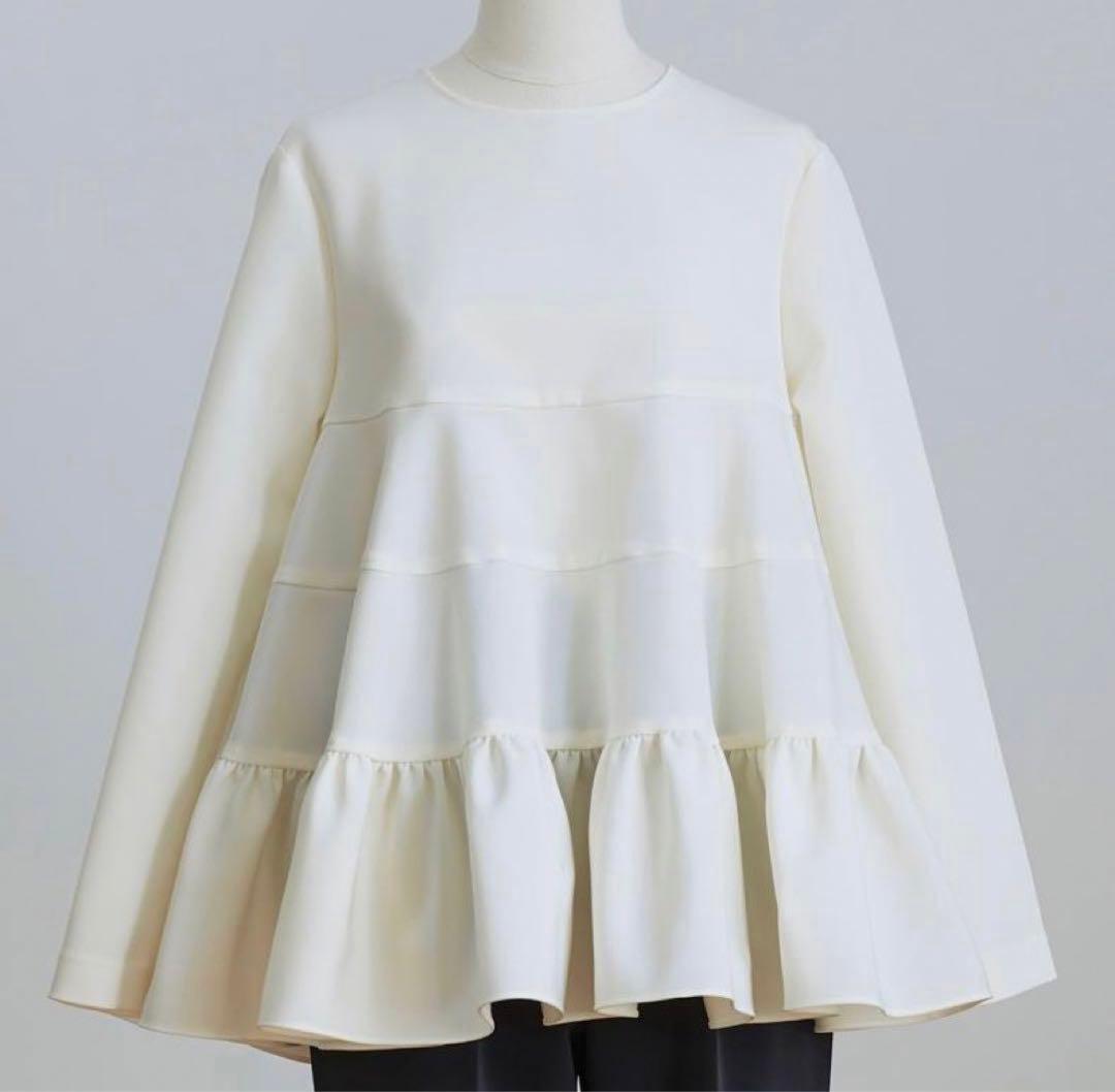 yori　ティアードストレッチブラウス　ホワイト