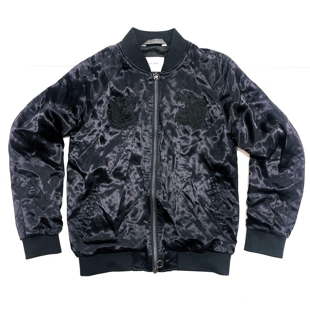 tac ZARA MAN スカジャン　オールブラック　虎　両面刺繍