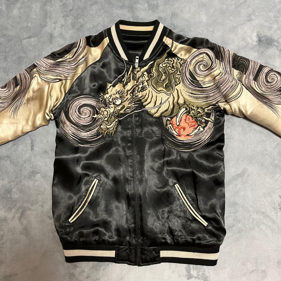 花旅楽団 スカジャン リバーシブル ジャケット レーヨン100% 龍 豪華刺繍 スカジャン 花旅楽団 はなたびがくだん 鳳凰 刺繍 和柄 リバーシブル