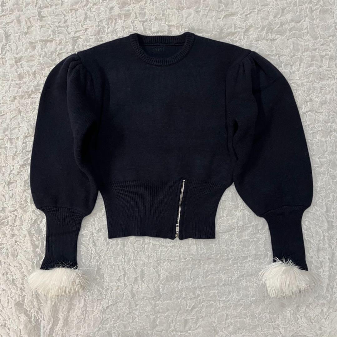 【新品未使用】Bibiy. パフスリーブニット ネイビー