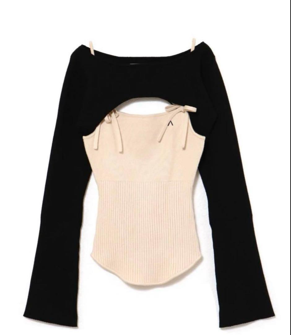 トップス andmary Bebe ribbon set tops BLACK Bebe ribbon set tops andmary アンドマリー - メルカリ