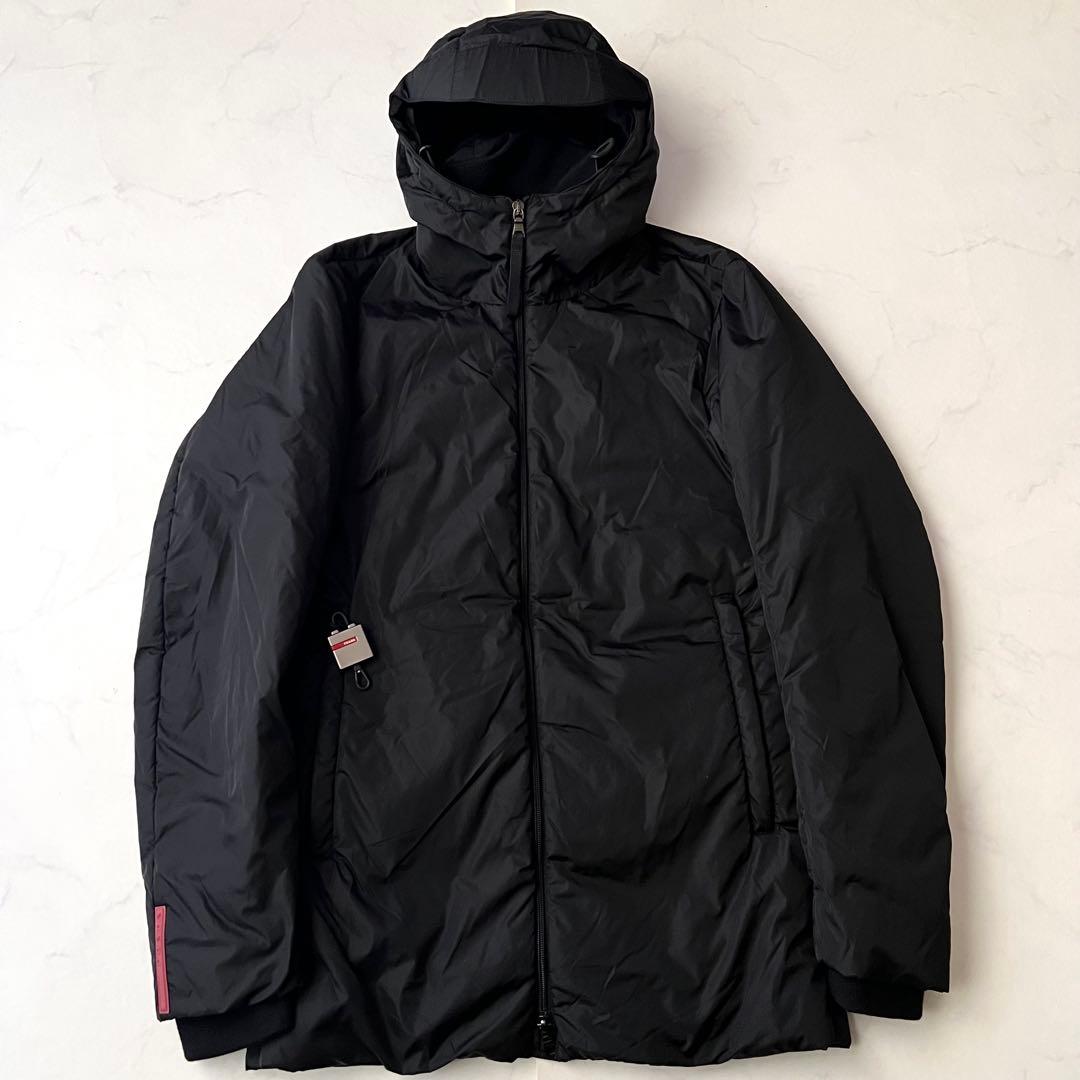美品 PRADA SPORTS ナイロン 中綿ジャケット ラバーロゴ 黒 44