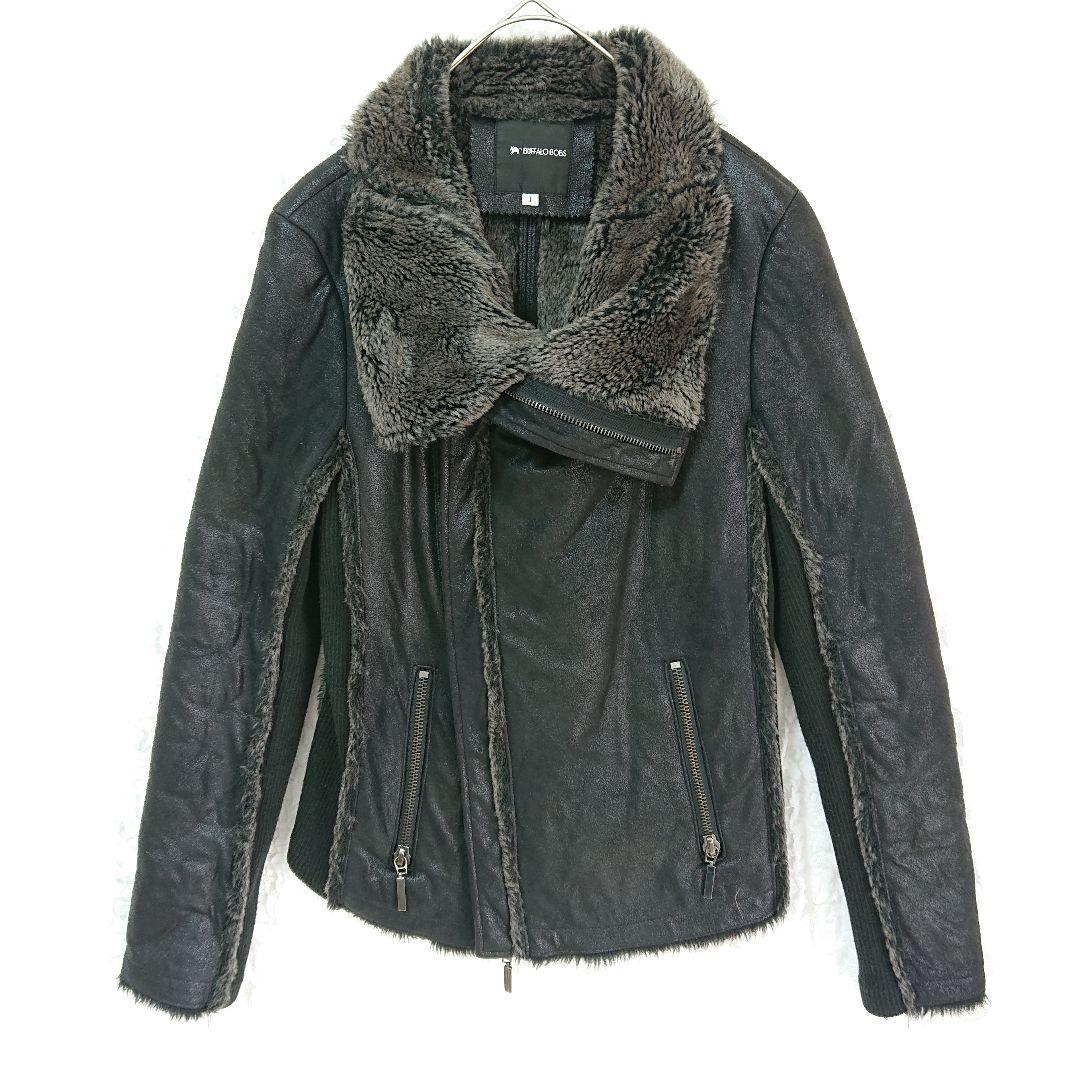 バッファローボブズ ダブルライダース お兄系 V系 裏起毛 ドッキング Y2K THUNDERBOLT(サンダーボルト)レザー ダブル ライダースジャケット
