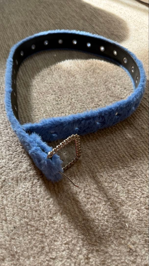 AFB 青色ファーベルト メタルバックル付き S ベルト メンズ 本革 / 4cm幅 / エレファントレザー 牛革 / 藍染