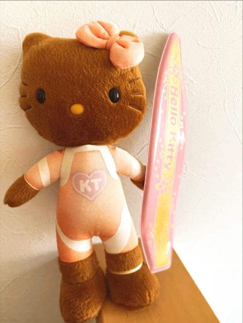 【レア】25年前 日焼けキティ サーフィン ぬいぐるみ タグ付き 当時物