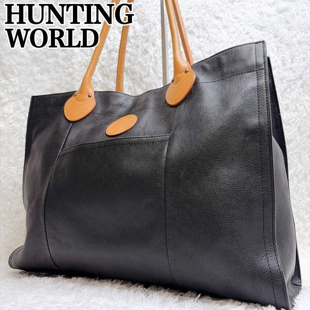 極希少✨ハンティングワールド トートバッグ フィレンツェ限定 レザー 黒 A4可
