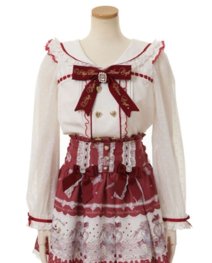 LIZLISA ♥Whip Bear Home Cafe 柄スカパン♥ボルドー♥ LIZLISA 柄