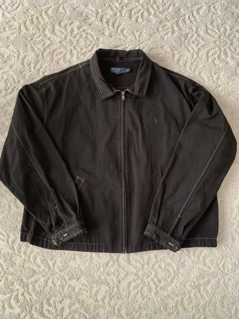 Polo by Ralph Lauren スイングトップ 後染めブラック XXL 90s Polo Ralph Lauren Black Denim Drizzler Jacket 黒 L ポロラルフ