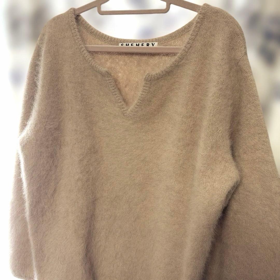 SHENERY ファーカシミヤ キーネックニット - メルカリ