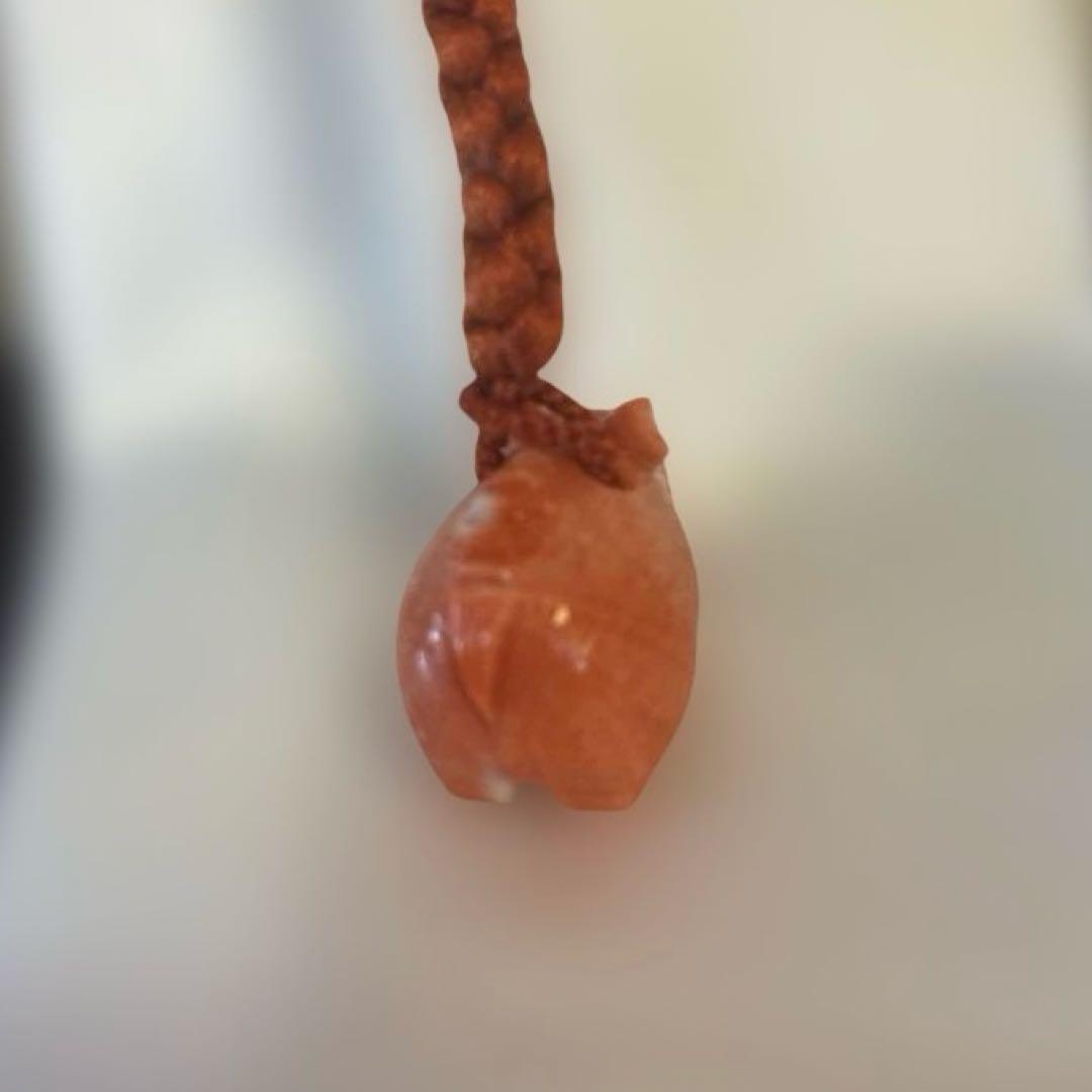 谷口康隆 作 猪 百貨店購入 白珊瑚 根付 チャーム ストラップ 珊瑚