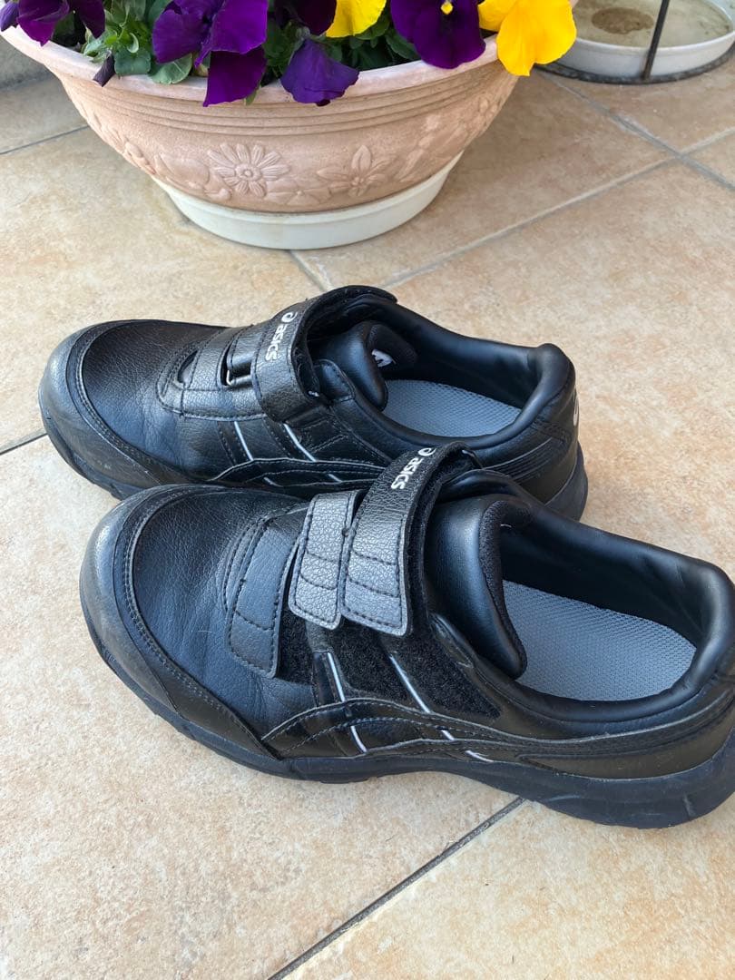 asics ブラック安全靴 ベルクロストラップ25cm - メルカリ