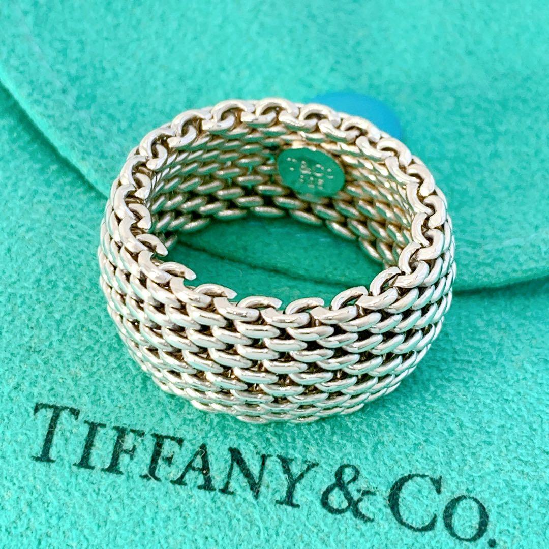 美品 ティファニー サマセット メッシュ リング 約12号 シルバー925 Tiffany & Co. - ◇お値打ち品◇ □美品□ ティファニー サマセット