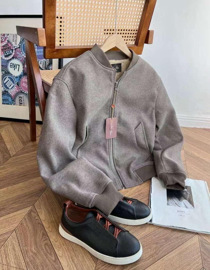 Loro Piana 2025冬季新作 男性用厚手羊毛飛行員ジャケット Mサ