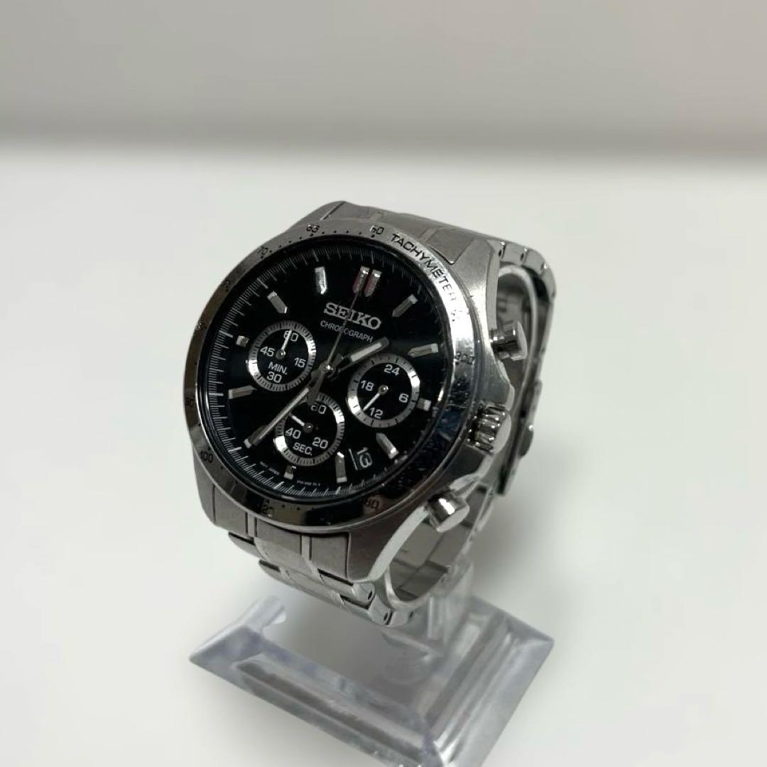 【稼働美品】SEIKO クロノグラフ ブラック 8T63-00d0