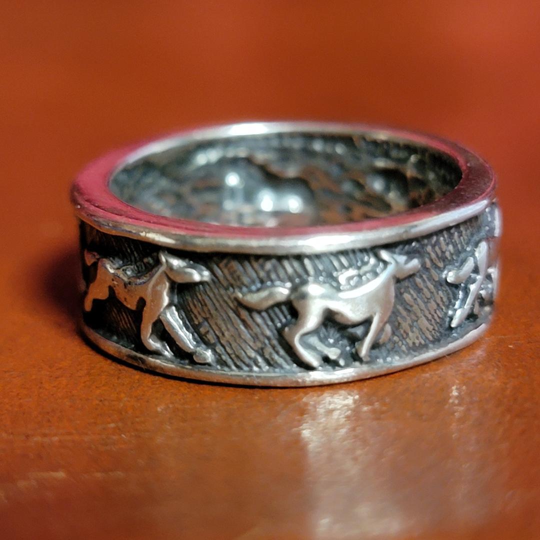 シルバーリング 馬リング スターリングシルバー ホースシュー925シルバーリング、干支馬手作りシルバーリングギフト
