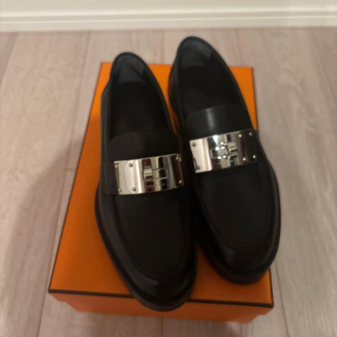 HERMES モカシン（ホット） 35.5 ブラック