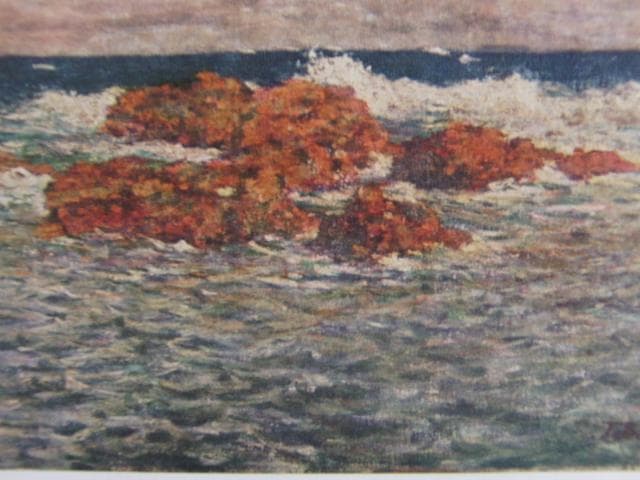 青木　繁【海景】、年代物、希少画集画、状態良好、新品高級額装付
