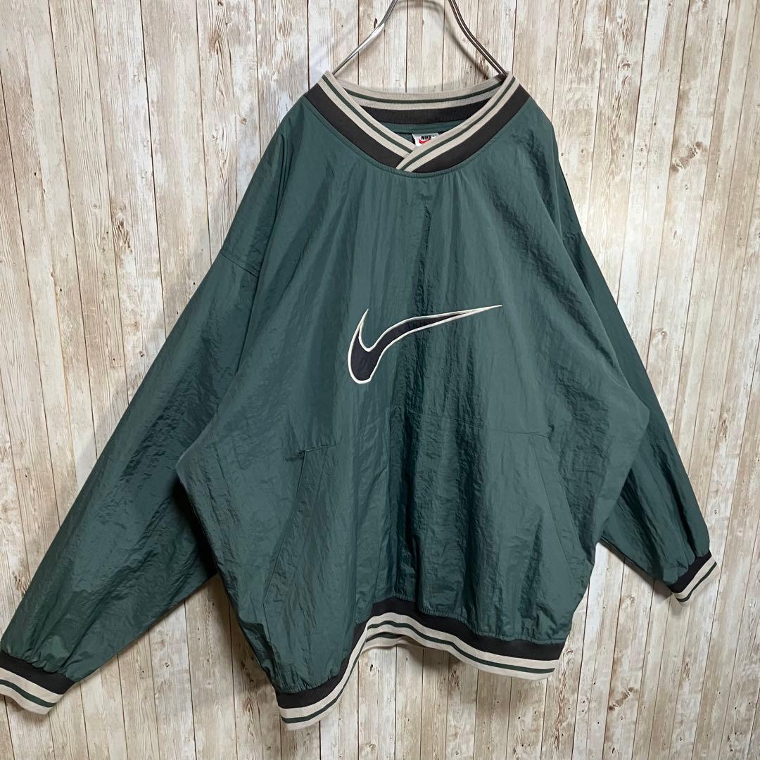 244【90s-00s】NIKE プルオーバーナイロンジャケット 刺繍ロゴ XL