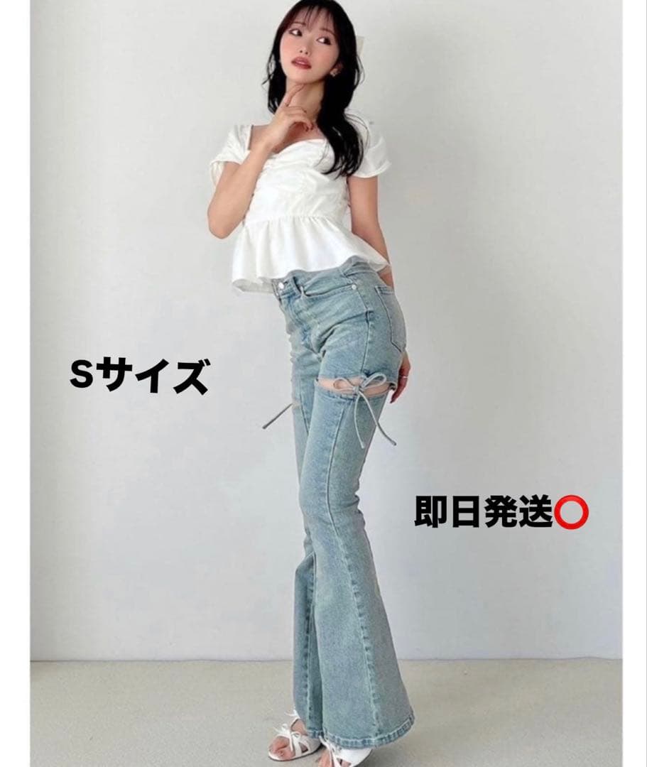 RESEXXY カットアウトリボンデニムパンツ アイスブルー S 即日発送️⭕️