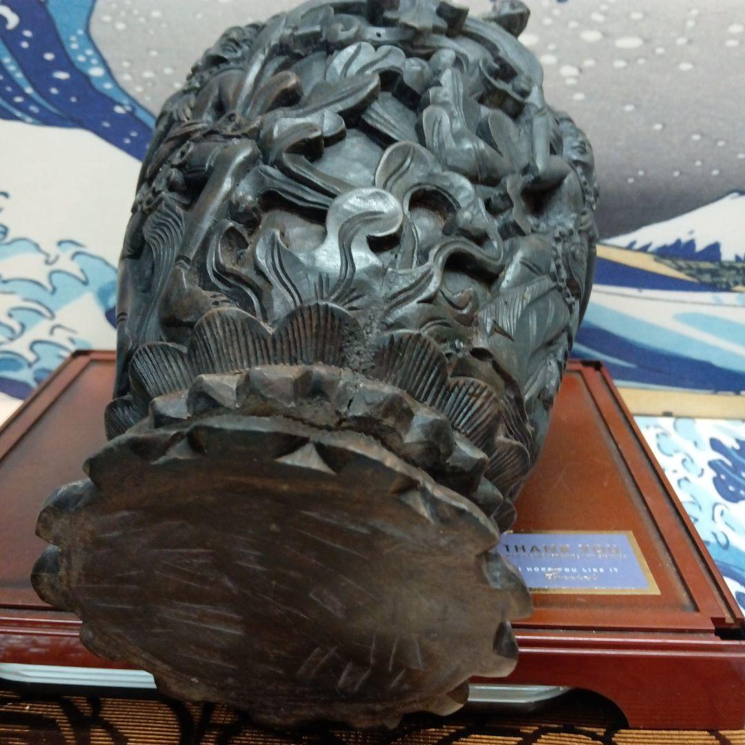 アジアン高級材海外製細密彫刻造形美術時代黒檀紫檀名家旧家蔵出し飾り